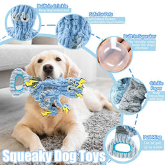 XIHULGJIN plush dog toy with stretchable ring enables tug, fetch, and training.