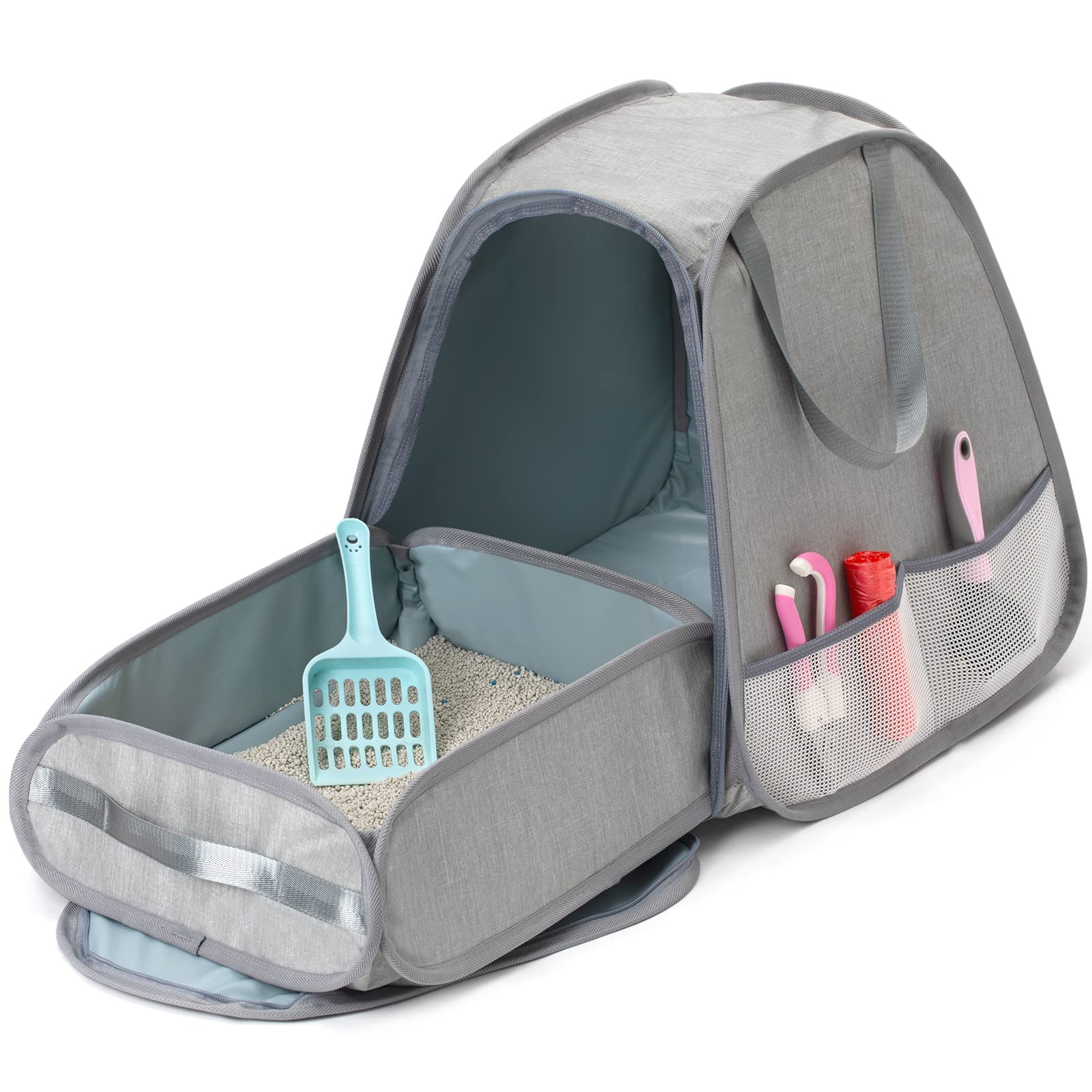 XingYunEr cat playpen front view demonstrates enclosed design for odor containment and safe space