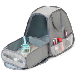 XingYunEr cat playpen front view demonstrates enclosed design for odor containment and safe space