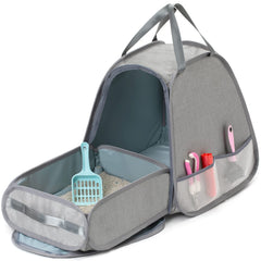 XingYunEr collapsible travel cat litter box side view showing sturdy stability for travel