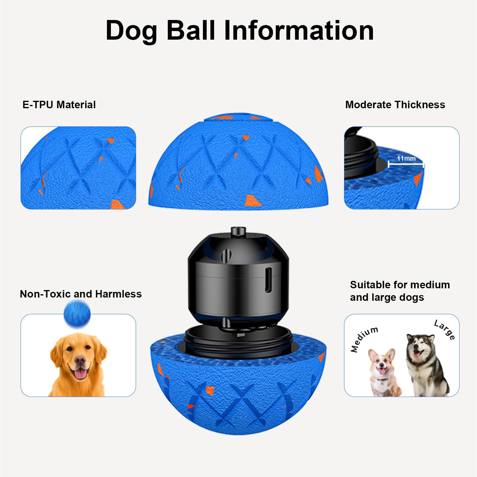 XINGZUAN Interactive Dog Ball silent-play blue showcases quiet fun for dogs.