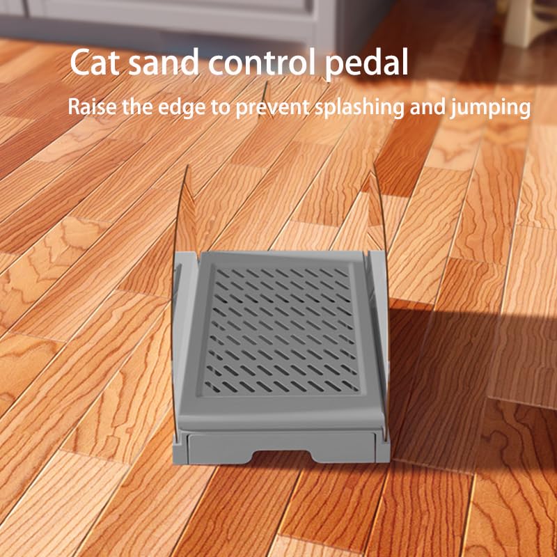 Xinhoonfei adjustable height litter steps gray fits multiple litter box sizes.