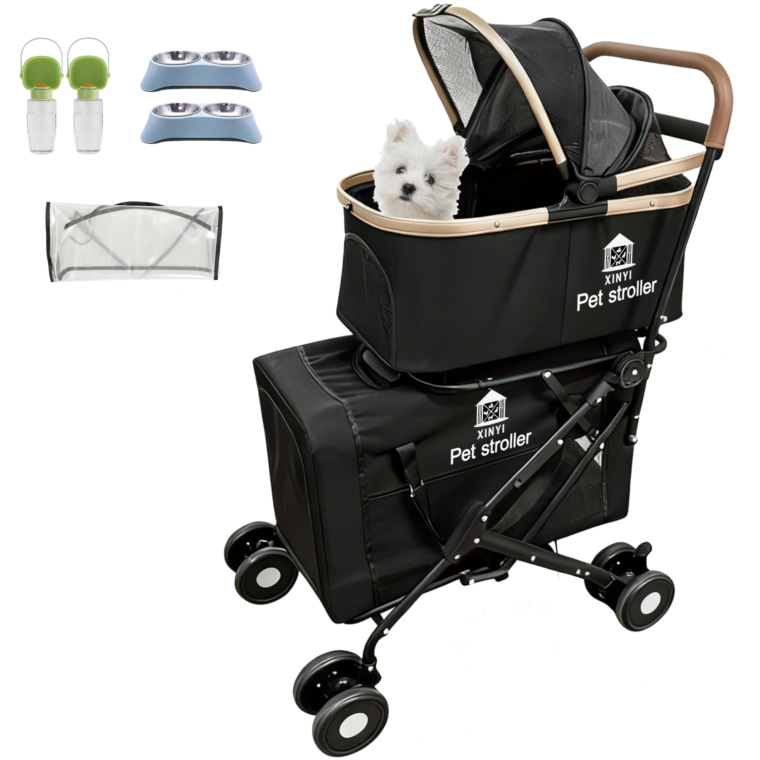 XINYI XL double-pet-stroller frame with sturdy build for stable walks
