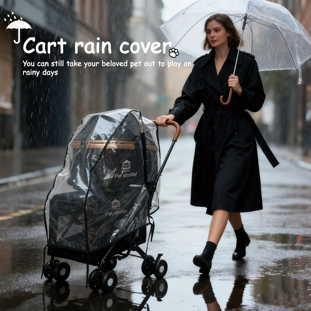 XINYI XL raincover on stroller keeping pets dry outdoors