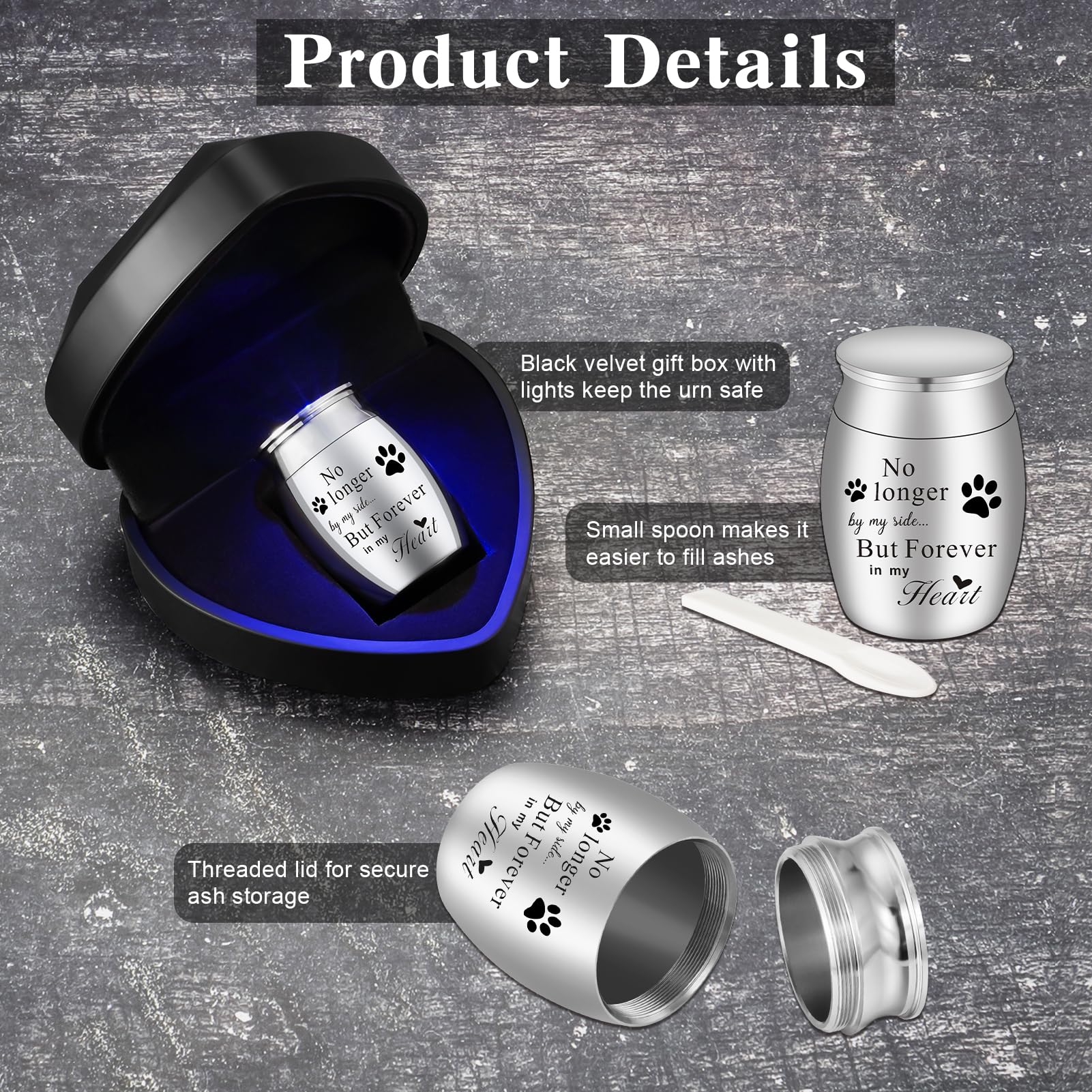 XIUDA mini urn close-up shows 316L steel finish and durability