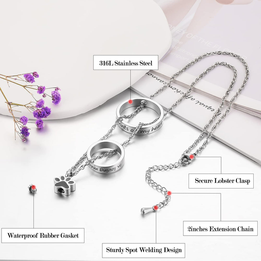 XIUDA Paw Print Urn Necklace adjustable chain fits any look