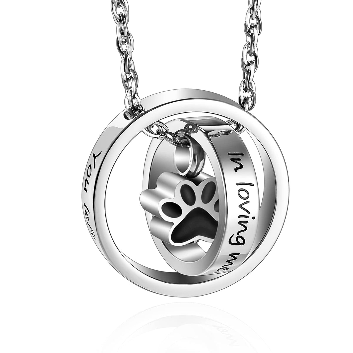 XIUDA Paw Print Urn Pendant closeup shows secure seal for keepsakes