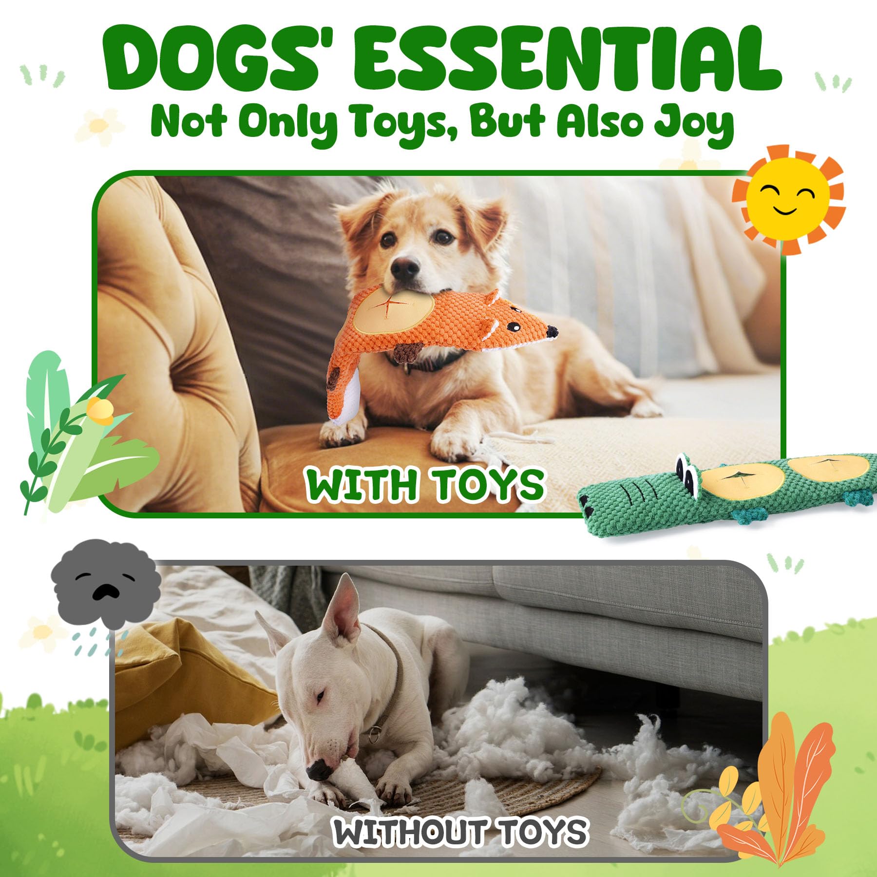 XIUGOAL no-stuffing design minimizes choking risk and clean-up during play.