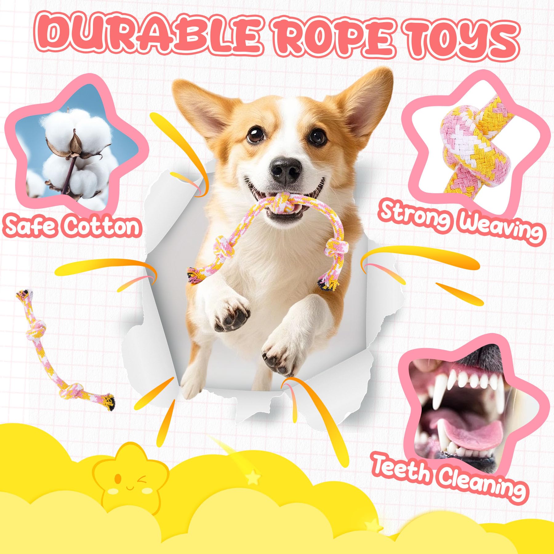 XIUGOAL pink puppy toys 9-pack no-stuffing plush—soft, engaging, low-mess