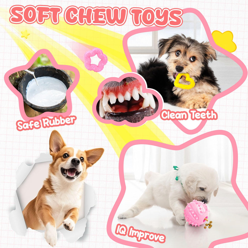 XIUGOAL pink puppy toys 9-pack treat-ball—mental enrichment and problem-solving fun