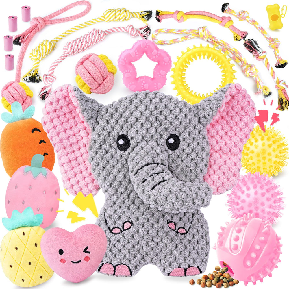 XIUGOAL pink puppy toys pack keeps small dogs engaged during solo playtime