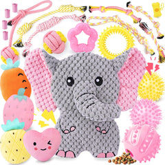 XIUGOAL pink puppy toys pack keeps small dogs engaged during solo playtime