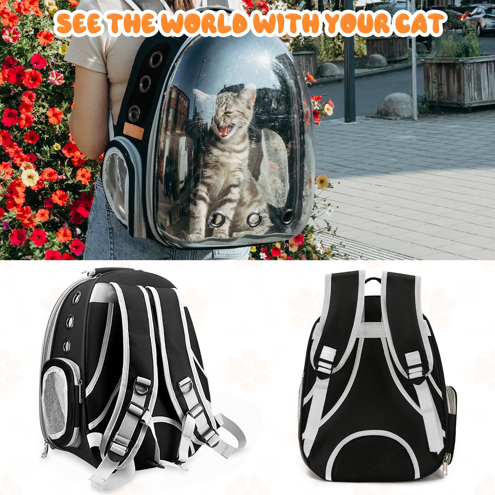 XIZIX Cat Carrier Backpack waterproof Oxford shell withstands rain and mud