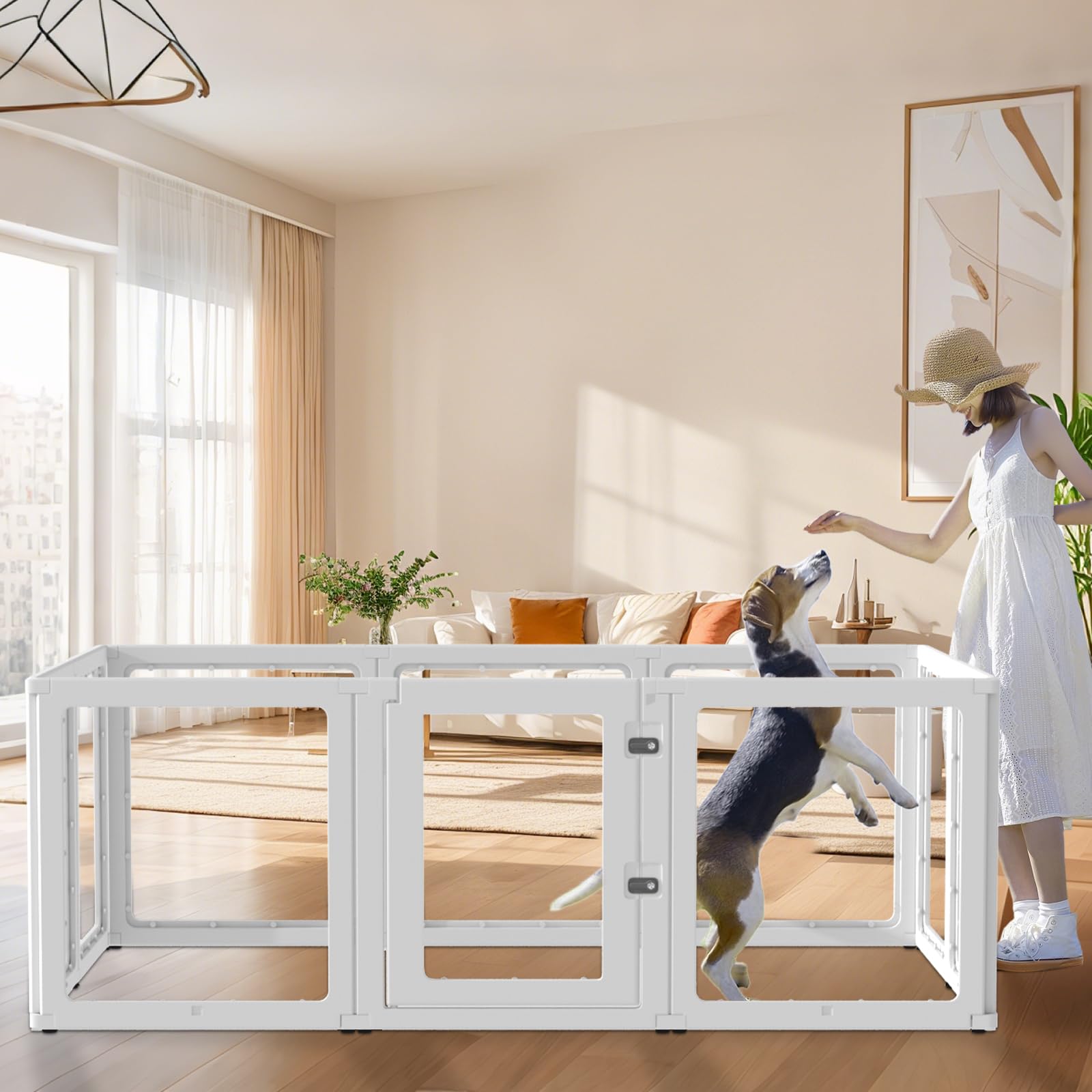 XKGSLNB indoor pet haven playyard creates a versatile space for small pets.