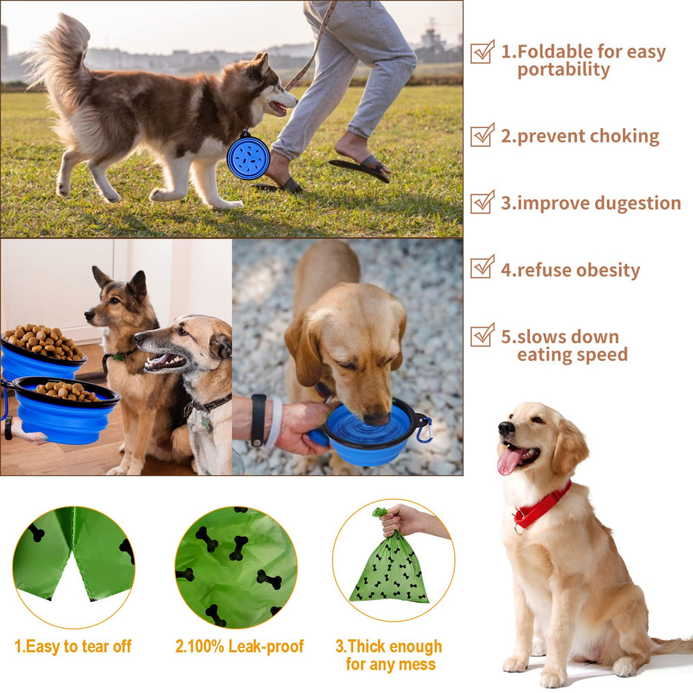 XLMYS foldable travel dog bowl for space-saving outdoor adventures.