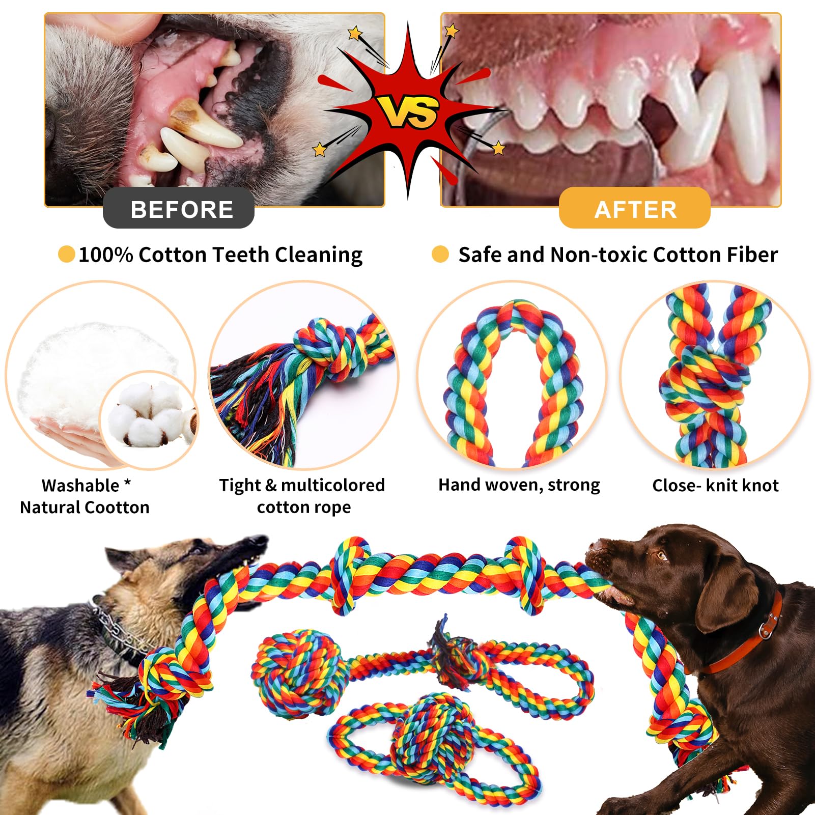 XLMYS tug-of-war rope toy for vigorous games and training.
