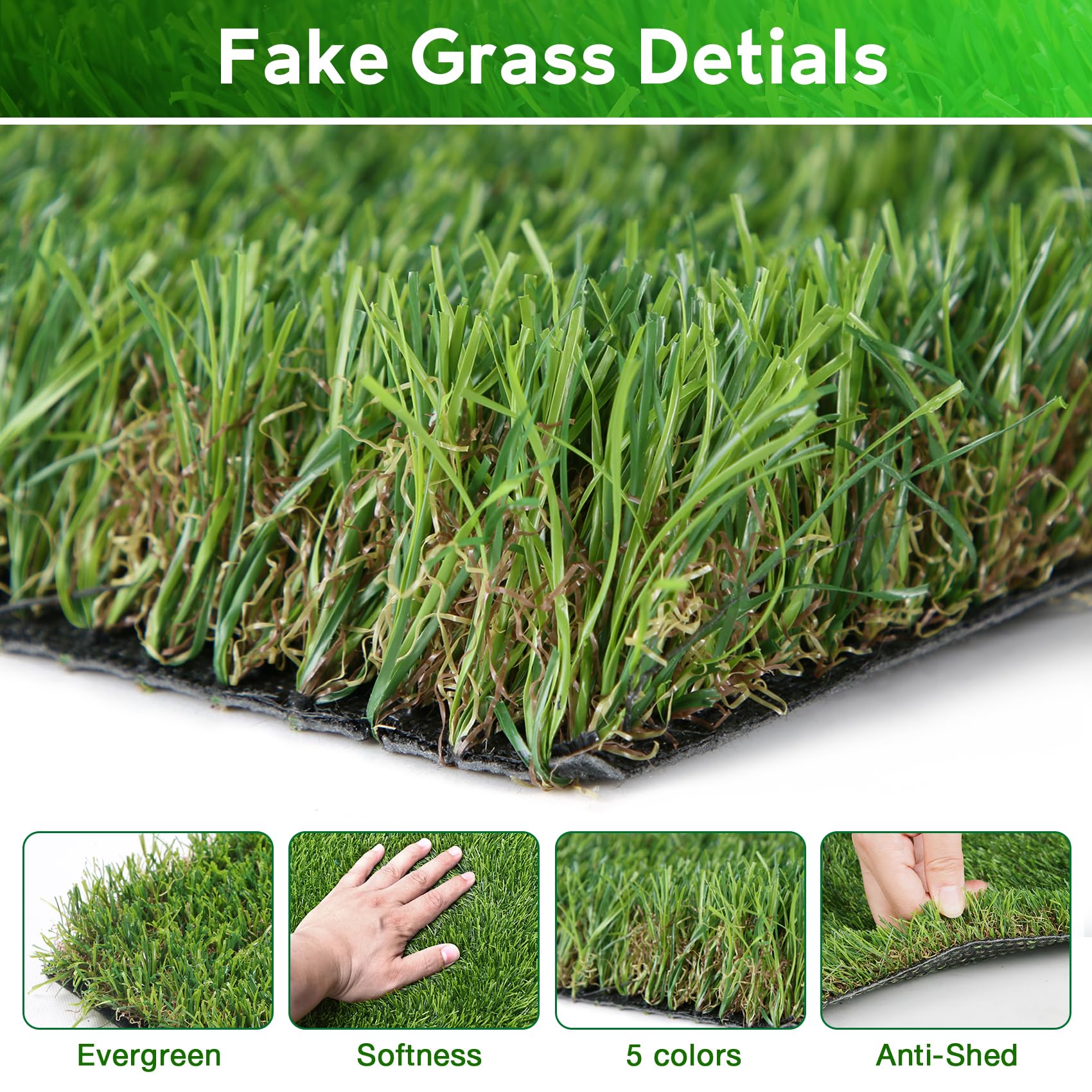 XLX TURF large grass pad indoor-outdoor use highlights versatile placement on patios, balconies, and porches.