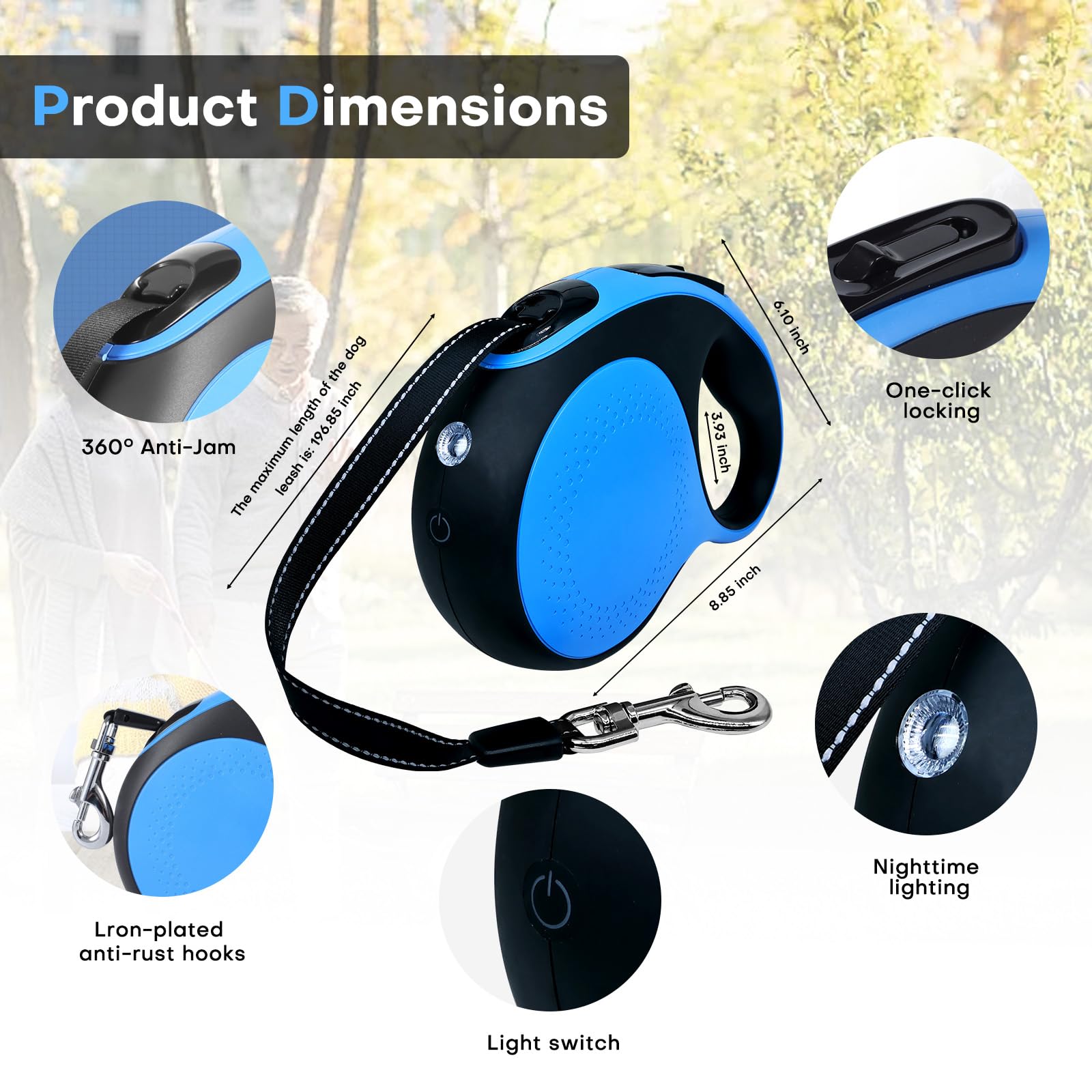 XMZALST LED flashlight on leash illuminates paths for safer night walks