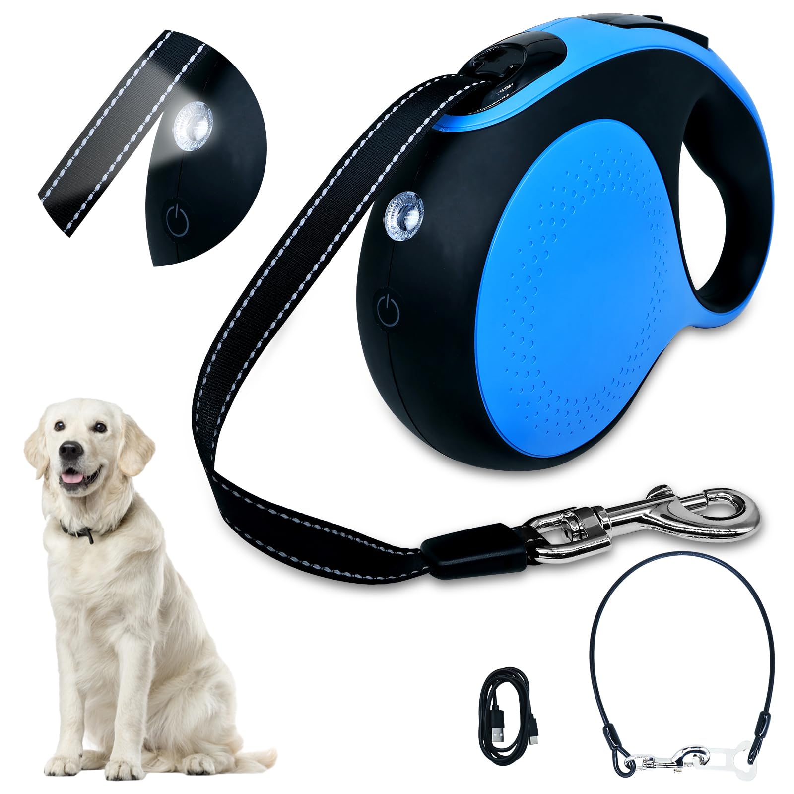 XMZALST retractable leash 16ft blue offers hands-free control during daily dog walks