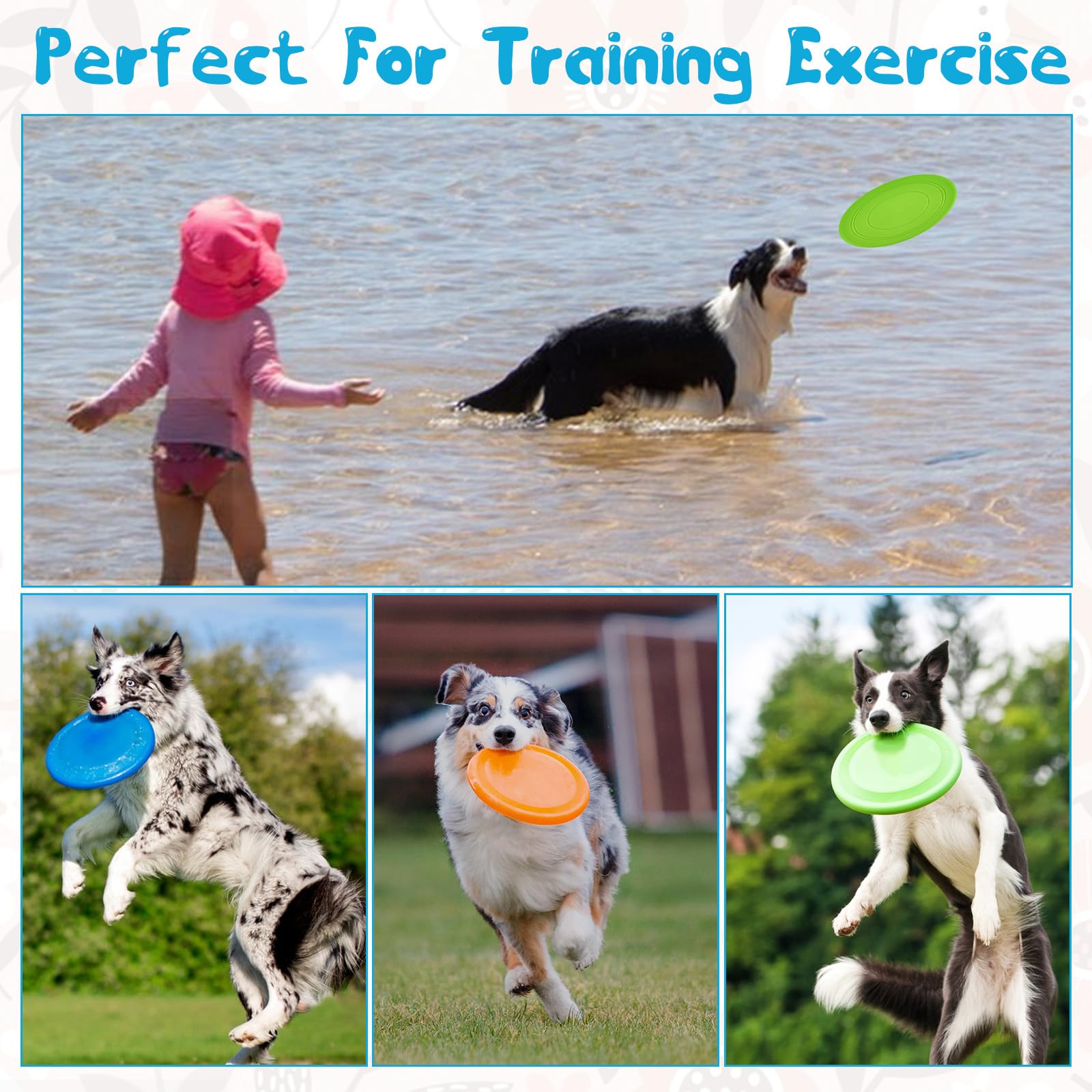 xozeooeu dog frisbee blue 18-pack lightweight long-distance flights for training