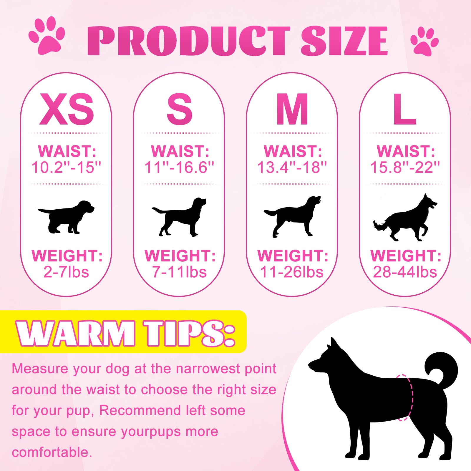 XPCARE dog-diapers-adjustable-waist enables quick, secure fit during walks.