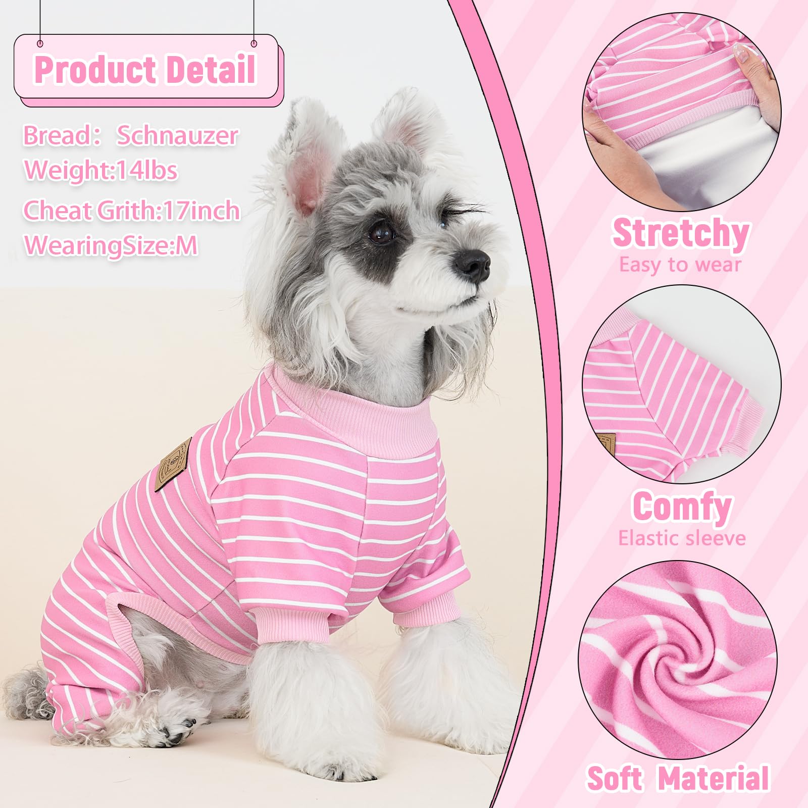 XPUDAC striped-pattern dog clothes with soft fabric for all-season comfort.