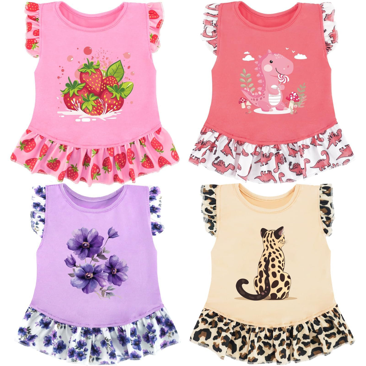 XPUDAC 4pack dog dresses variety patterns for small dogs, ready for daily wear.