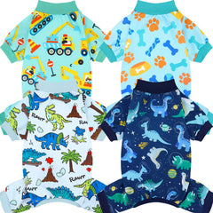 XPUDAC 4-pack dog pajamas pack showcasing soft, breathable fabric for all-season comfort.