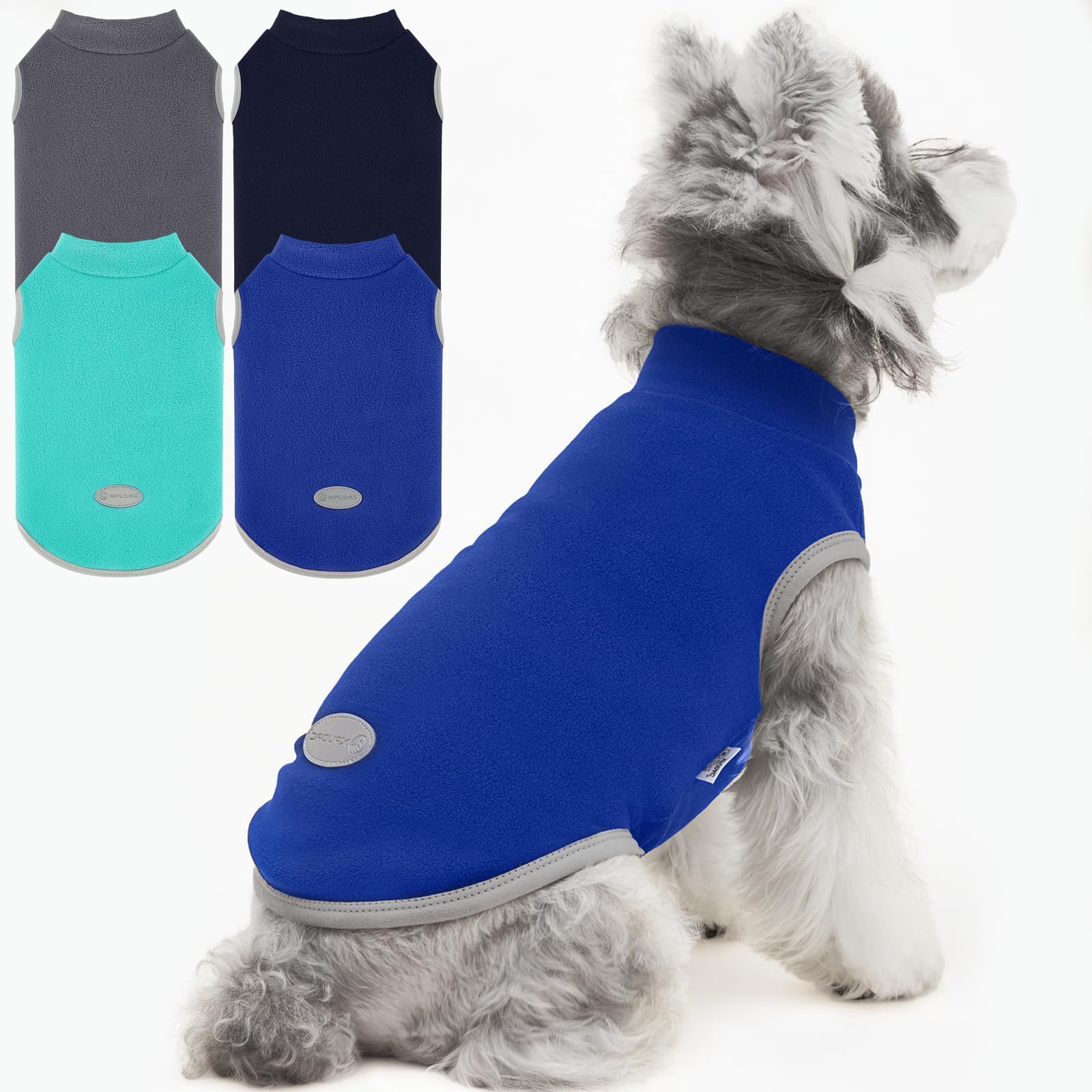 XPUDAC 4-pack dog sweaters multi-color front view for cozy everyday wear.