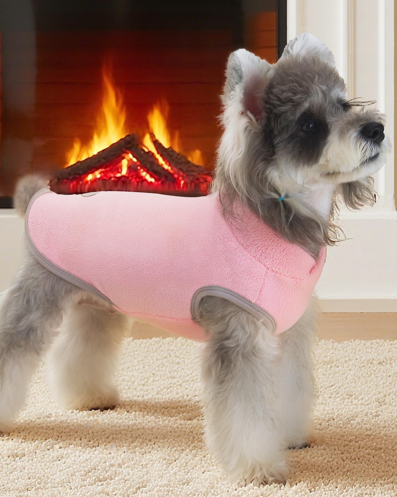 XPUDAC 4Pieces fleece dog sweater easy-on pullover design for quick dressing