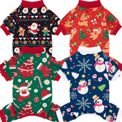 XPUDAC Christmas dog pajamas close-up fabric texture for soft, cozy wear.