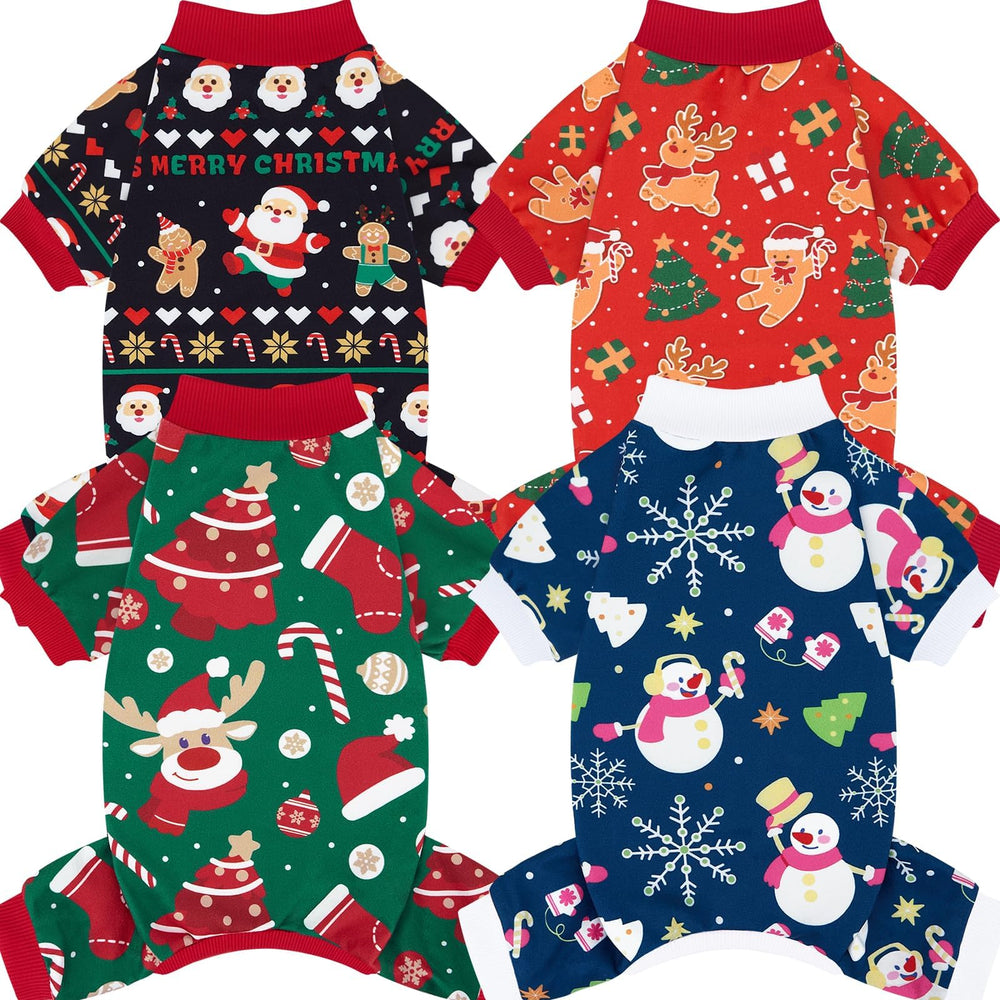 XPUDAC Christmas dog pajamas pack on model ready for holiday photos.