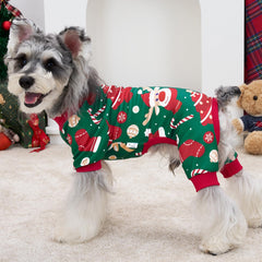 XPUDAC Christmas dog pajamas pack close-up of soft fabric and cuffs.