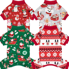 XPUDAC Christmas dog pajamas front view showing cozy nap time.