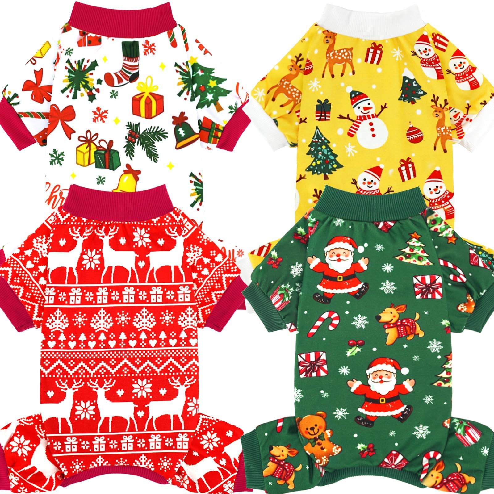 XPUDAC Christmas dog pajamas with reindeer pattern for festive photos.