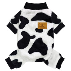 XPUDAC cow dog sweater front view showing cozy winter warmth for small dogs