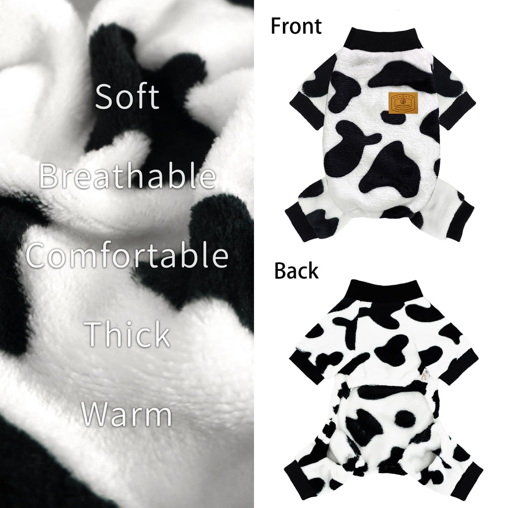 XPUDAC cow dog sweater in use during winter outing for warmth