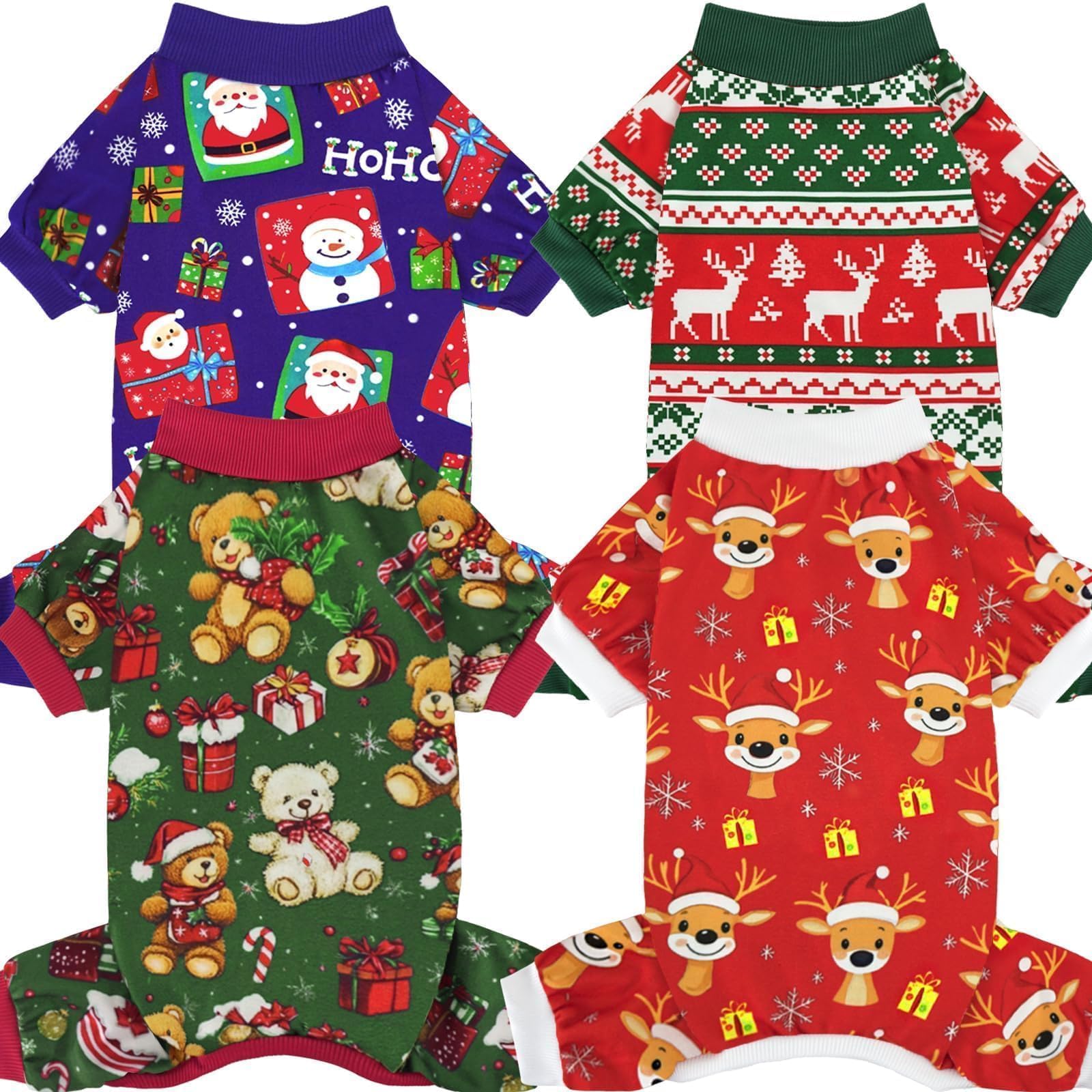 XPUDAC dog Christmas pajamas reindeer front view for a cozy festive look