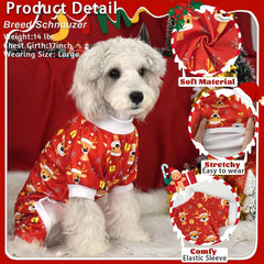 XPUDAC Santa-pattern pajamas on small dog for cute holiday photos