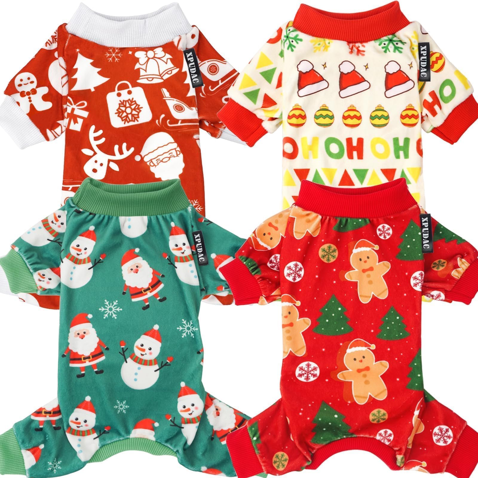 XPUDAC dog Christmas pajamas snowman pattern for festive photos