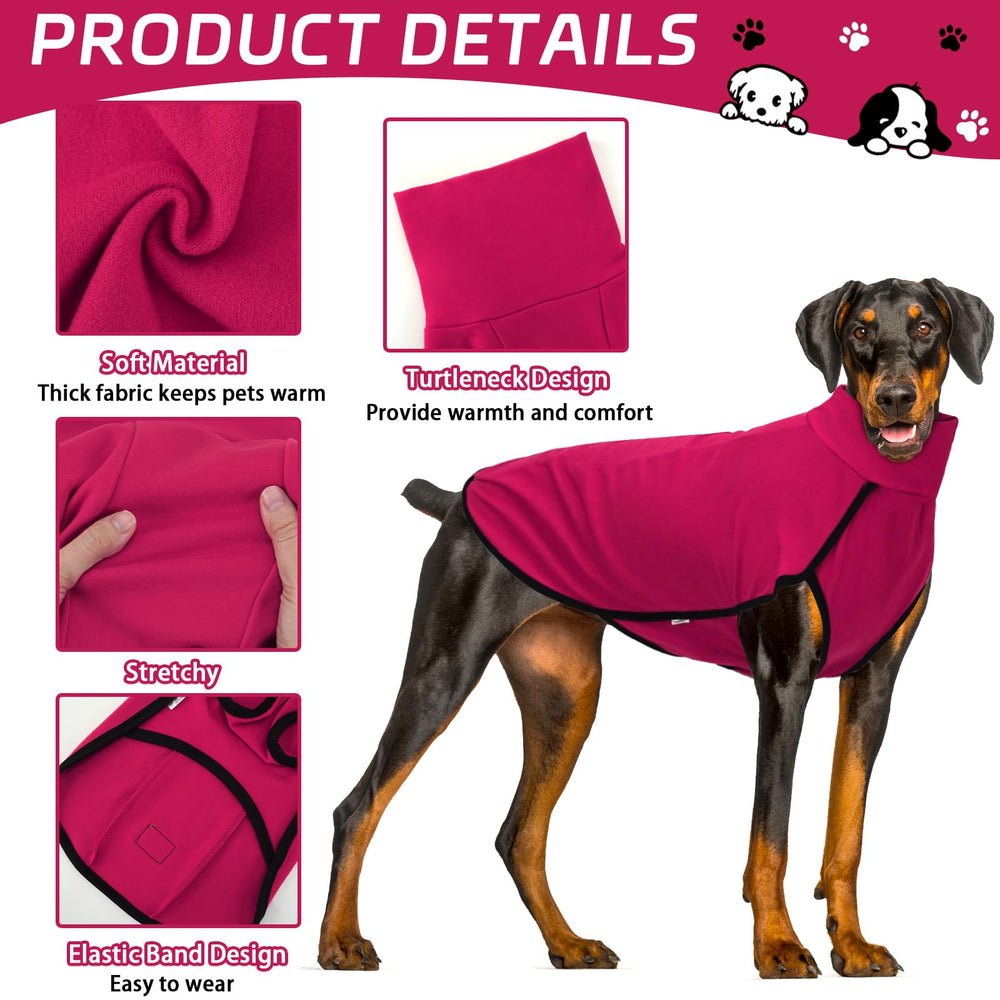 XPUDAC dog fleece sweater close-up highlights soft fleece and snug turtleneck warmth.