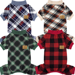 XPUDAC dog pajamas 4-pack plaid Christmas patterns for festive small dogs