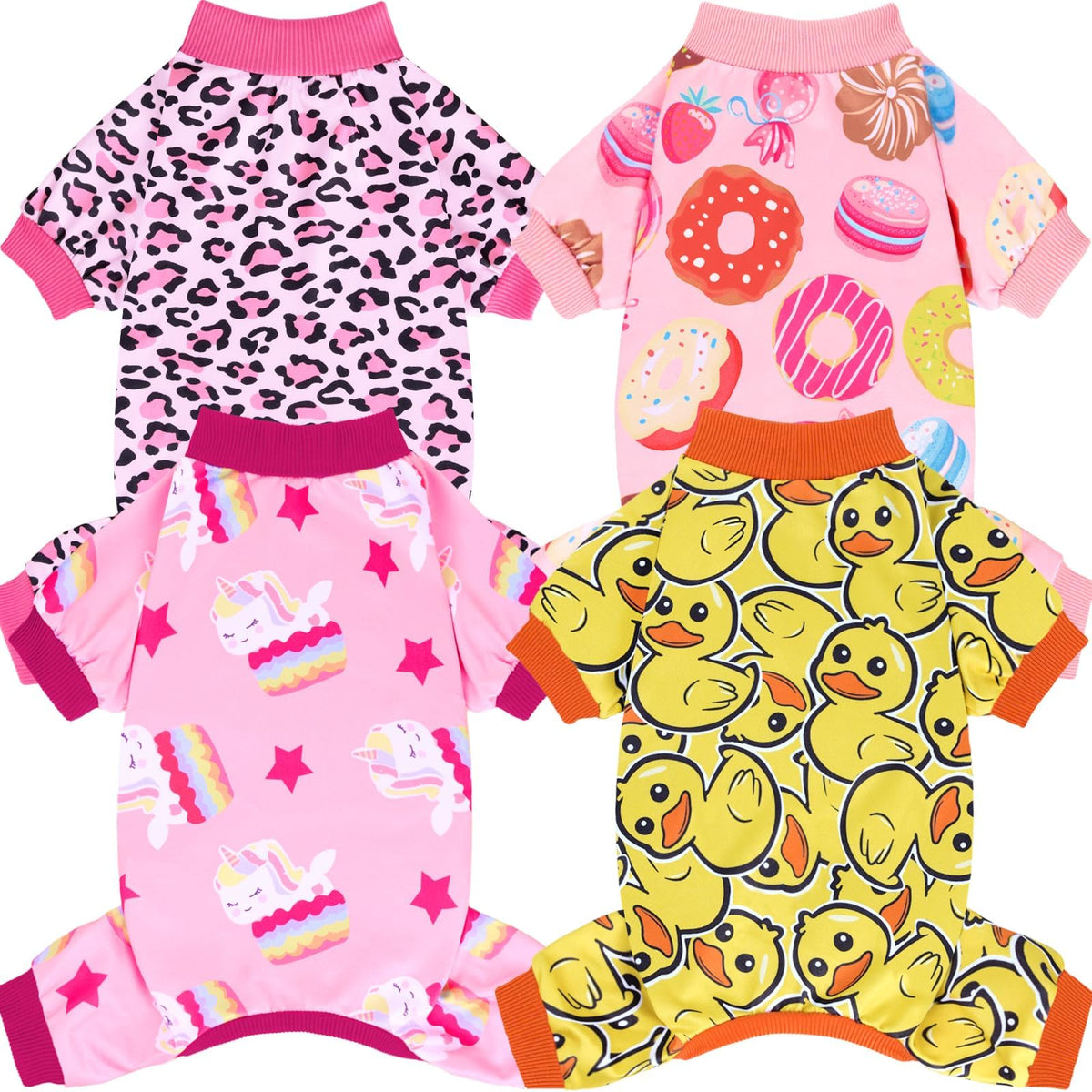 XPUDAC dog pajamas 4-pack yellow duck pattern for cute photoshoots and cozy nights