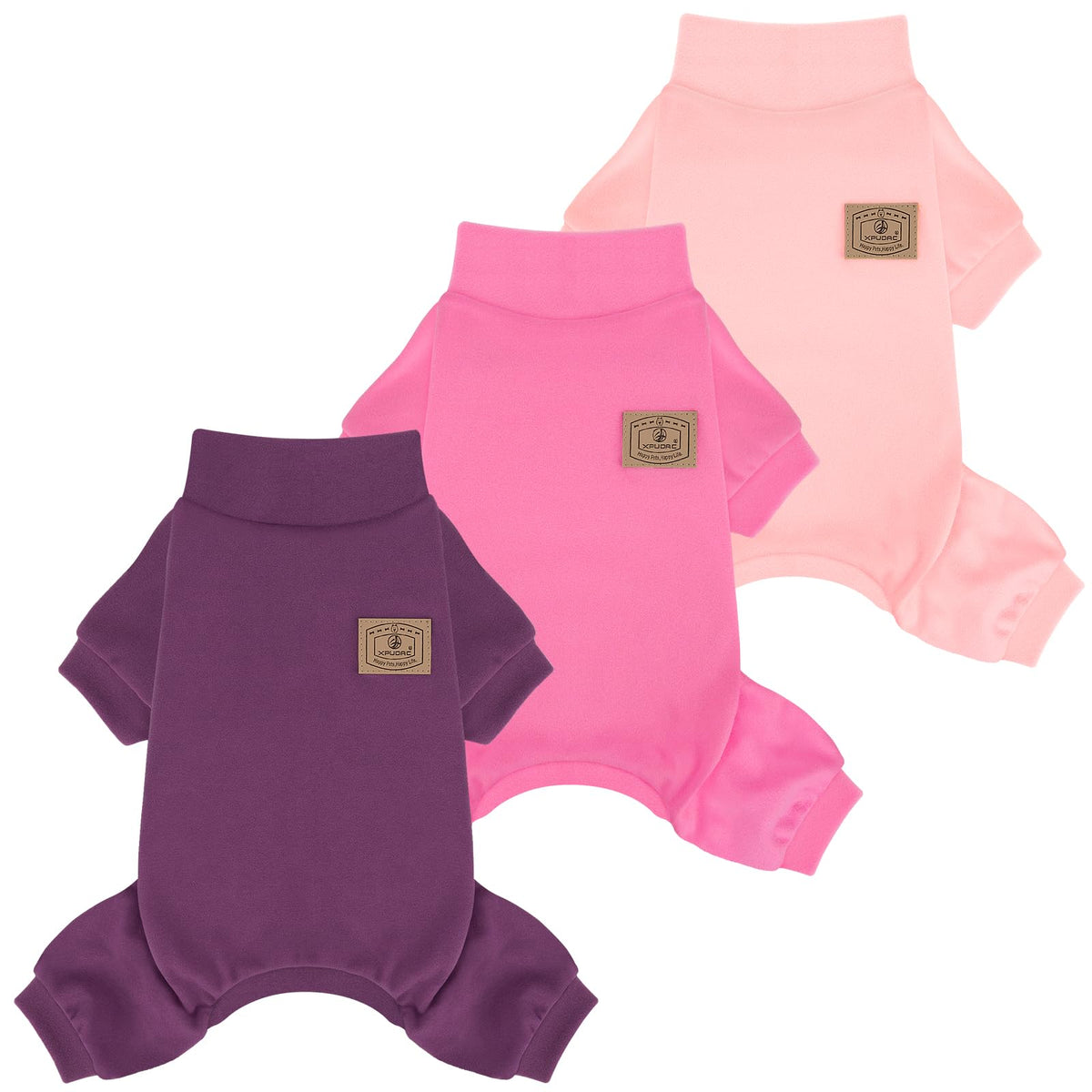 XPUDAC dog pajamas back view shows warm fleece comfort for small dogs