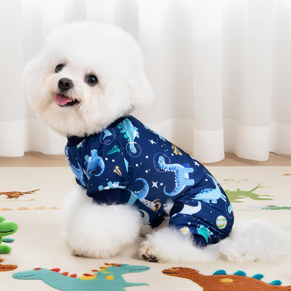 XPUDAC dog pajamas in cute patterns for stylish snooze sessions.