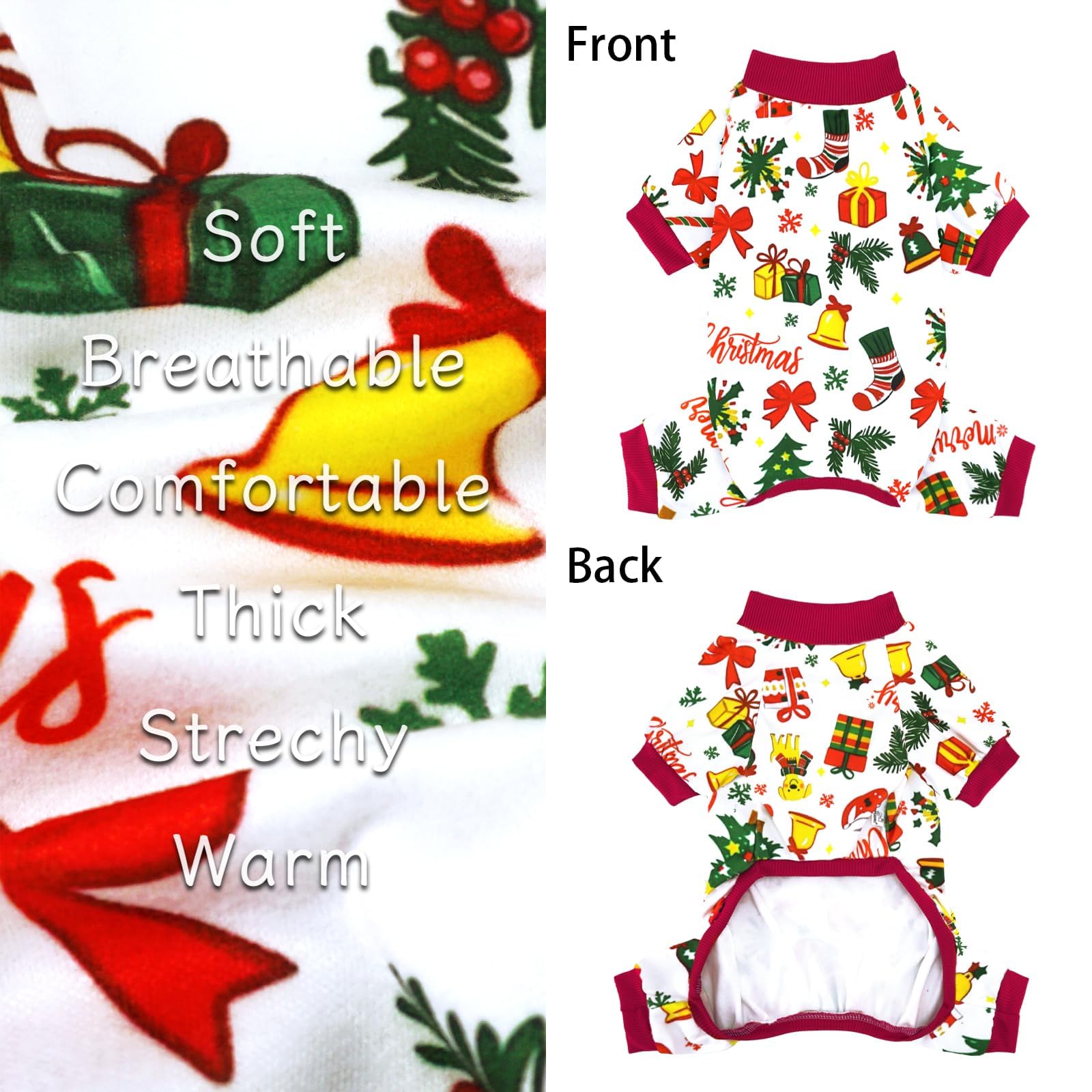 XPUDAC dog pajamas easy pull-on design simplifies festive dressing.