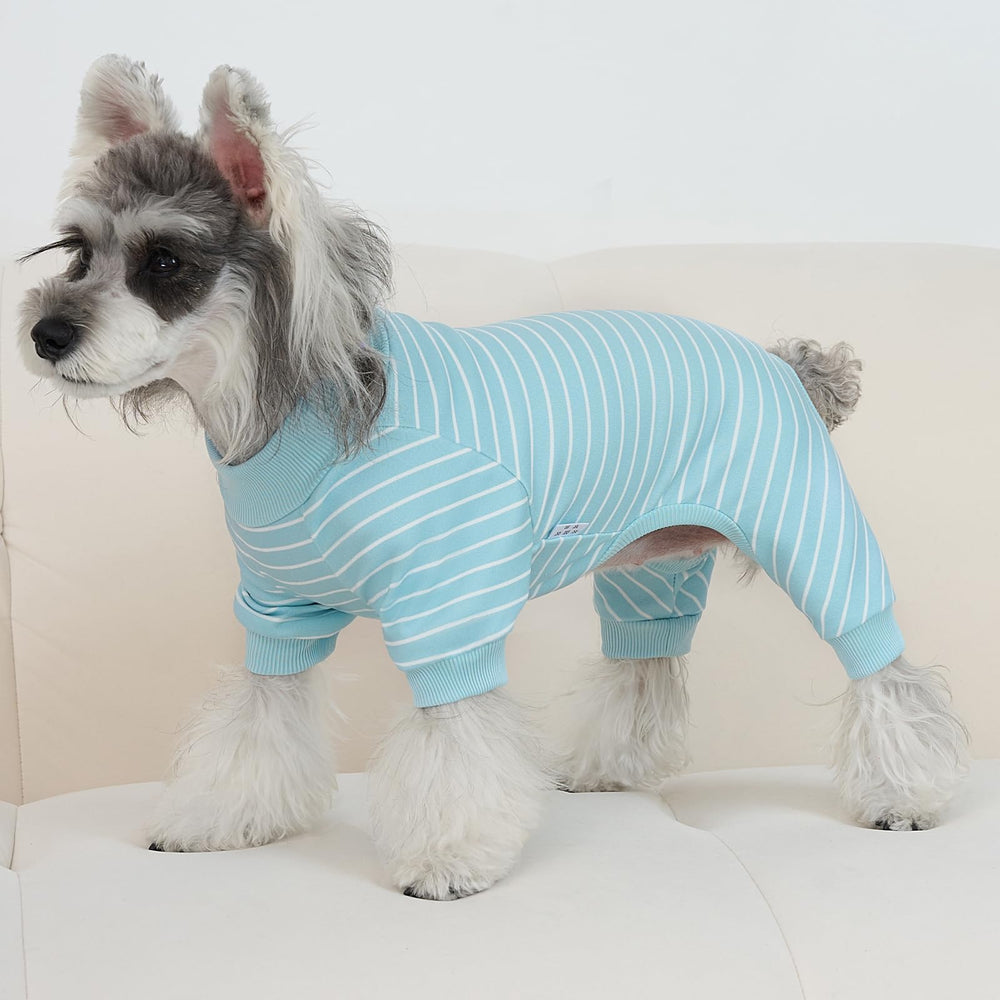 XPUDAC grey striped pajamas on dog showcasing easy-on design