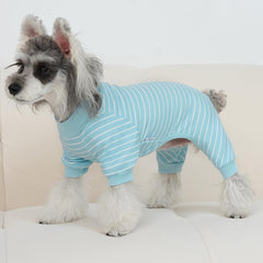 XPUDAC grey striped pajamas on dog showcasing easy-on design