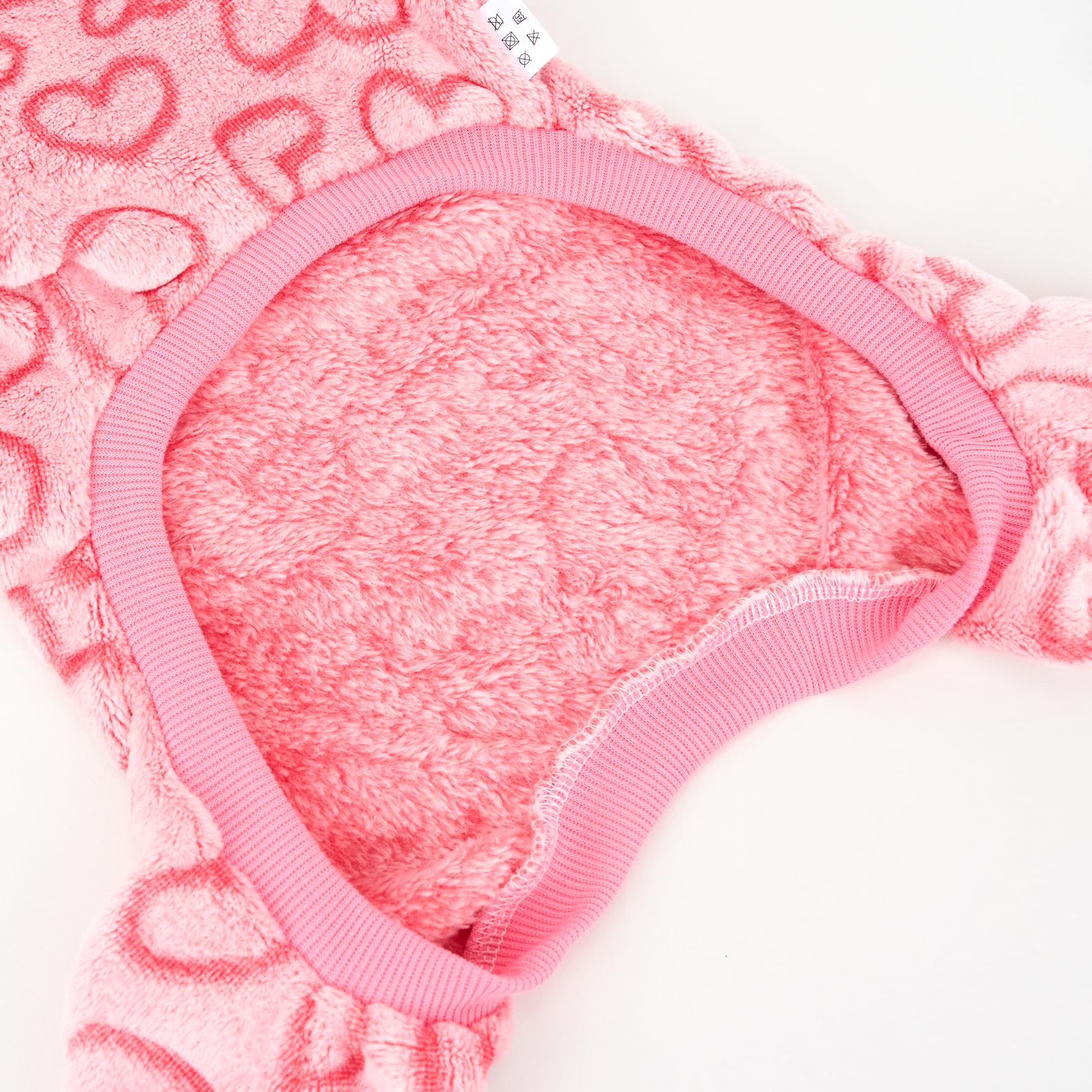XPUDAC dog pajamas heart sweater soft flannel material, cozy winter protection