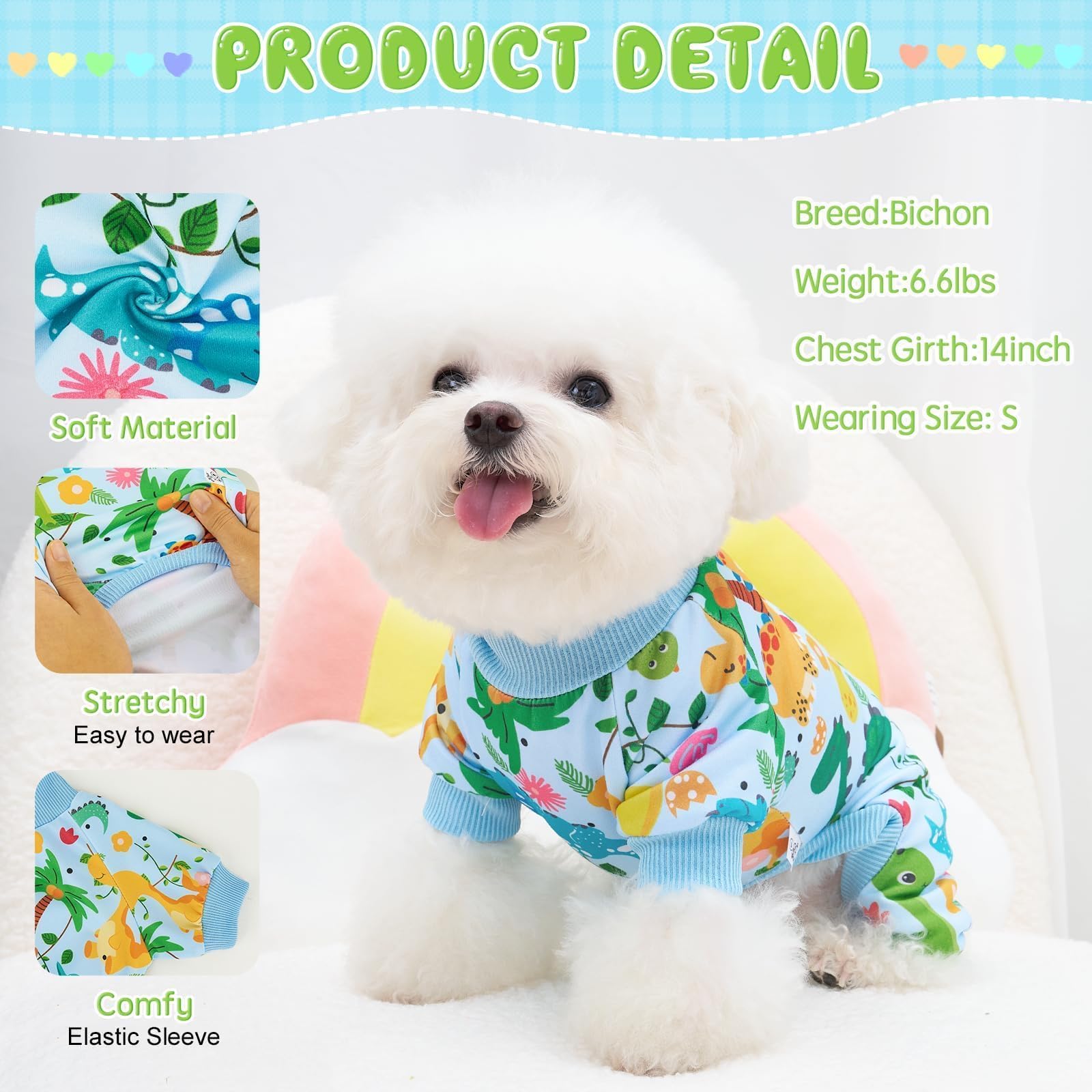 XPUDAC dog pajamas monkey pattern—cute print with snug four-leg fit.